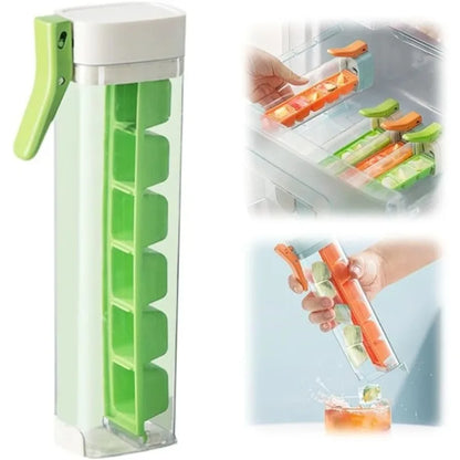 Molde para Hielo con Prensa y Tapa Apilable