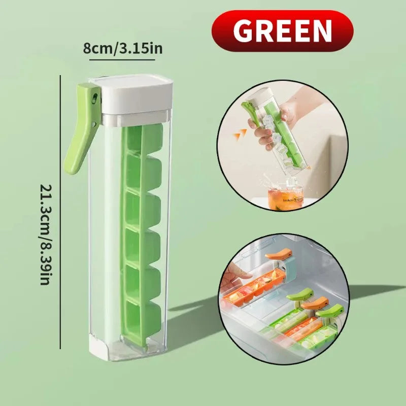 Molde para Hielo con Prensa y Tapa Apilable