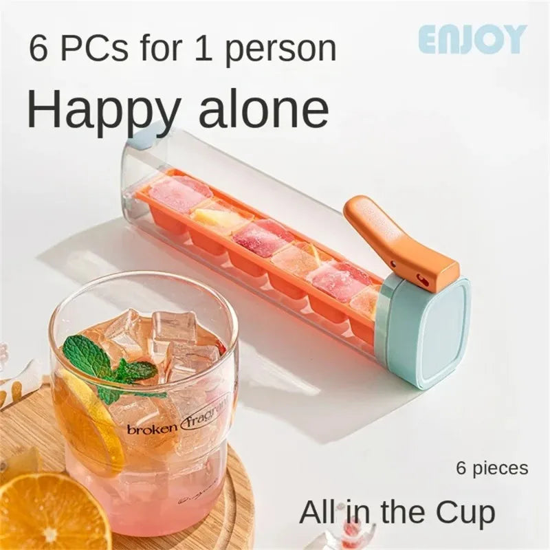 Molde para Hielo con Prensa y Tapa Apilable